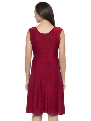 v neck shimmer flared dress - 16989789 - Standard Image - 3
