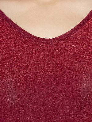 v neck shimmer flared dress - 16989789 - Standard Image - 5