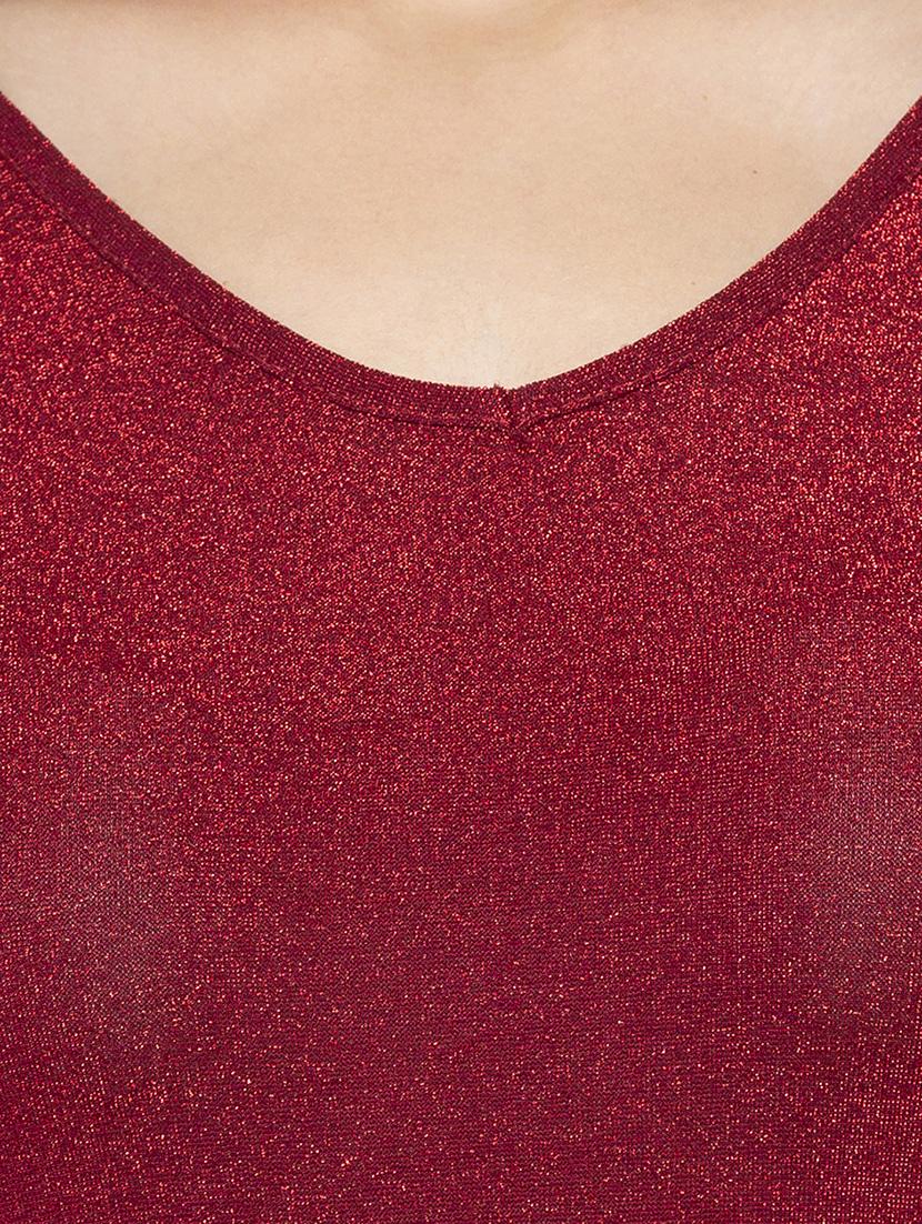 v neck shimmer flared dress - 16989789 - Zoom Image - 5