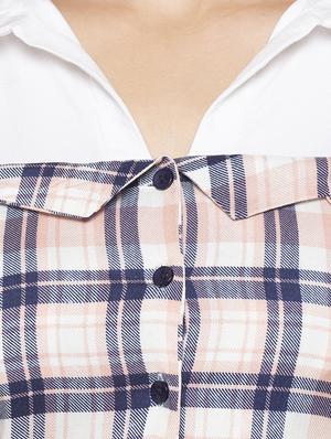 cold shoulder checkered shirt dress - 16989792 - Standard Image - 5