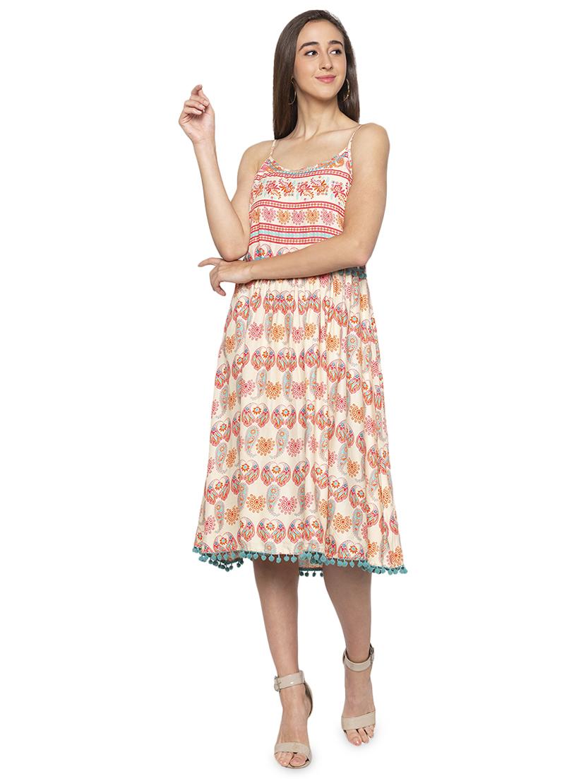 cami neck pom pom hem a-line dress - 16989818 - Zoom Image - 1