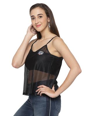 patch detail sheer top - 16989837 - Standard Image - 2