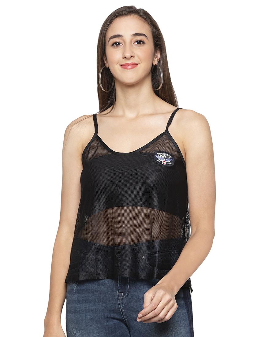 patch detail sheer top - 16989837 - Zoom Image - 1