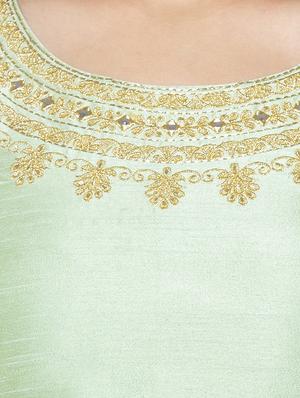 green satin solid blouse - 16989847 - Standard Image - 5
