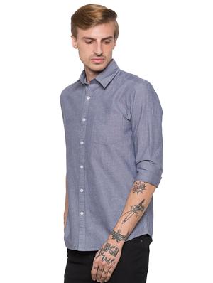 blue solid casual shirt - 16989891 - Standard Image - 2