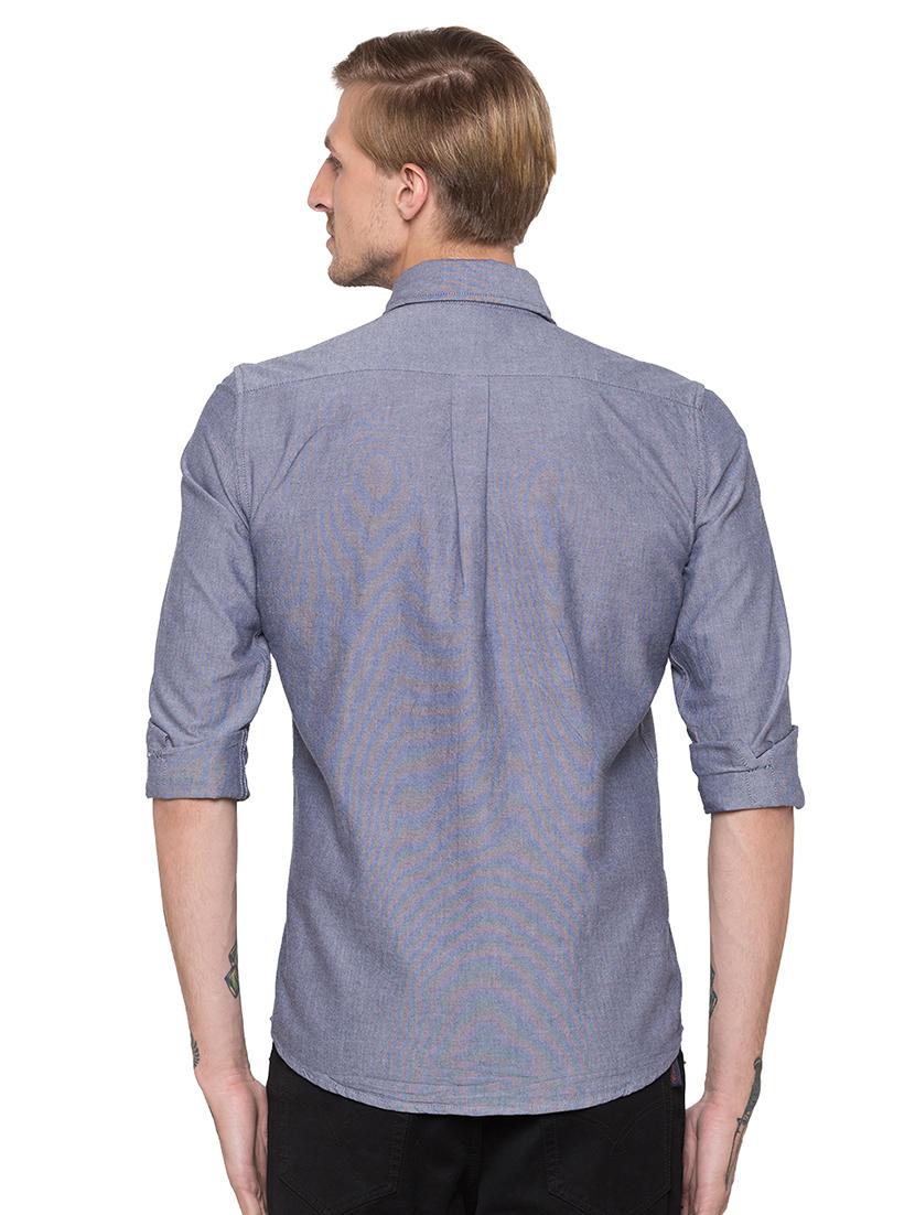 blue solid casual shirt - 16989891 - Zoom Image - 3
