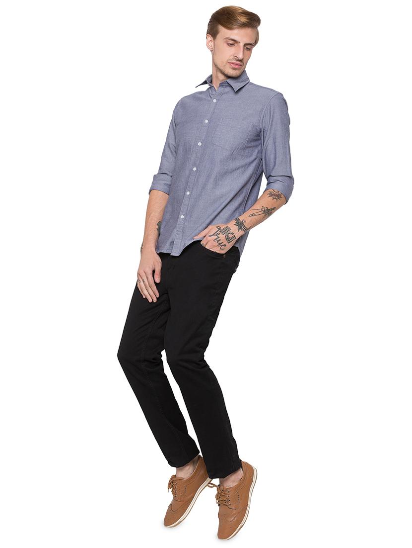 blue solid casual shirt - 16989891 - Zoom Image - 4