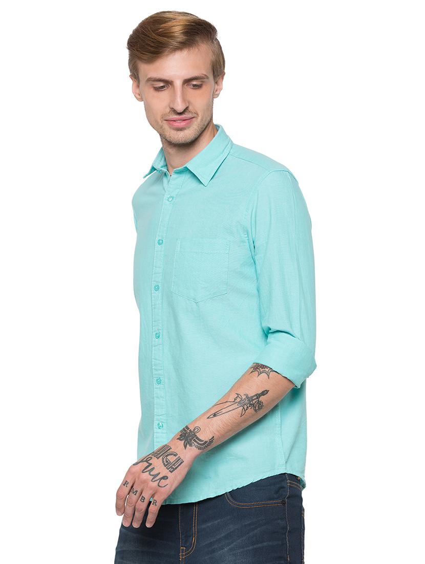 green solid casual shirt - 16989893 - Zoom Image - 2