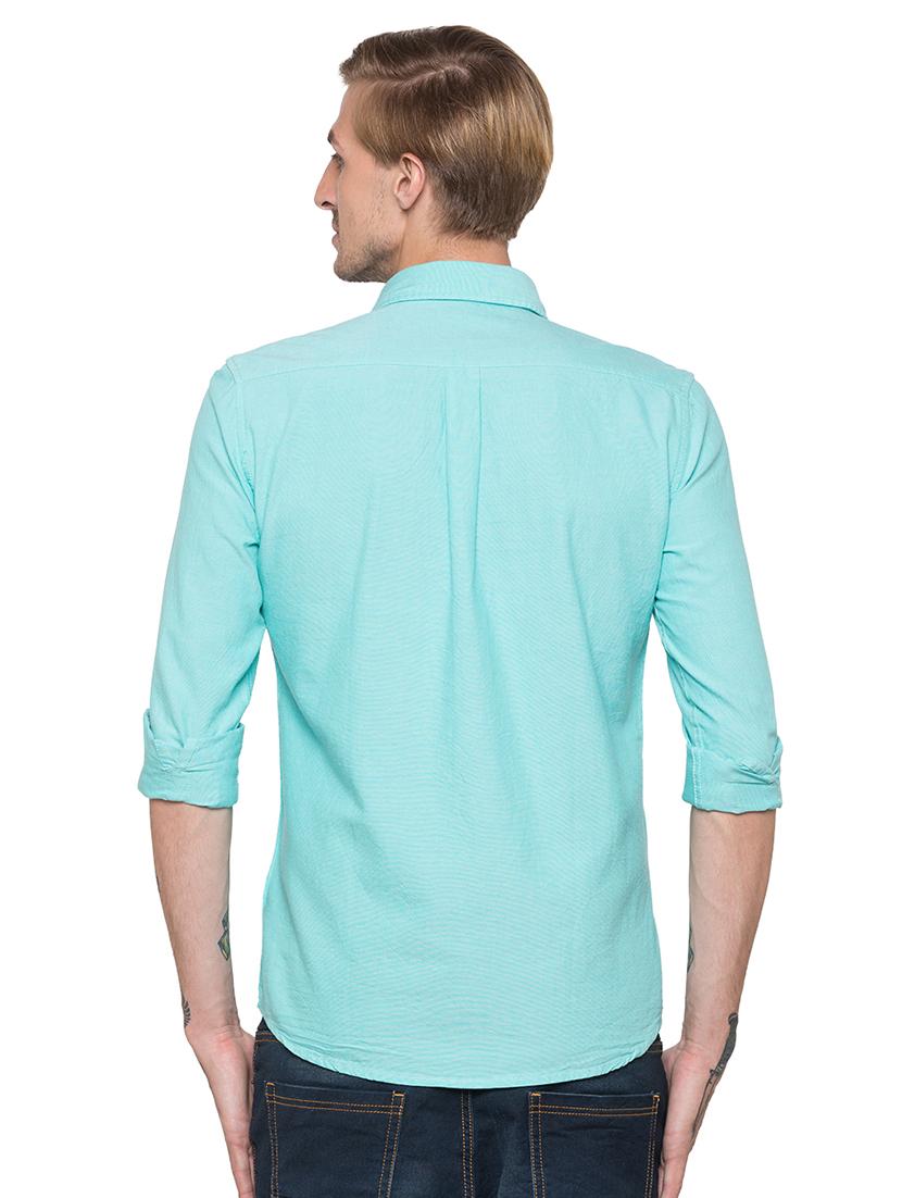 green solid casual shirt - 16989893 - Zoom Image - 3