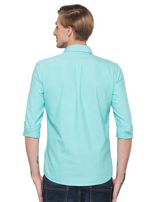 green solid casual shirt - 16989894 - Standard Image - 3