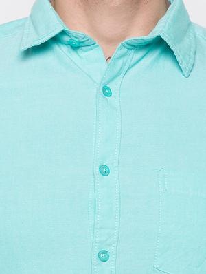 green solid casual shirt - 16989894 - Standard Image - 5