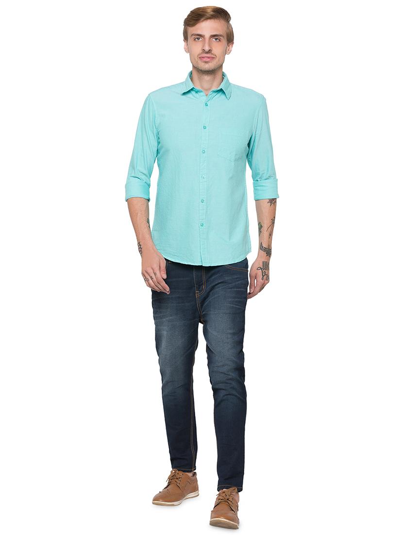 green solid casual shirt - 16989894 - Zoom Image - 4