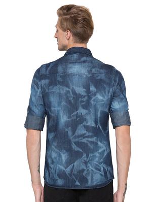 blue faded denim casual shirt - 16989913 - Standard Image - 3