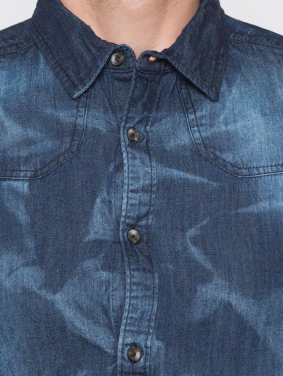 blue faded denim casual shirt - 16989913 - Zoom Image - 5