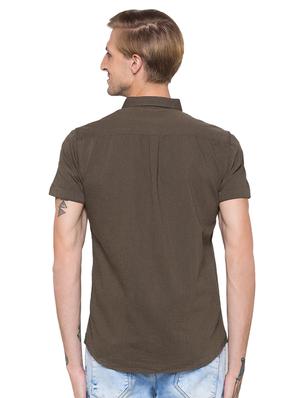 brown solid casual shirt - 16989914 - Standard Image - 3