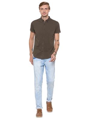 brown solid casual shirt - 16989914 - Standard Image - 4