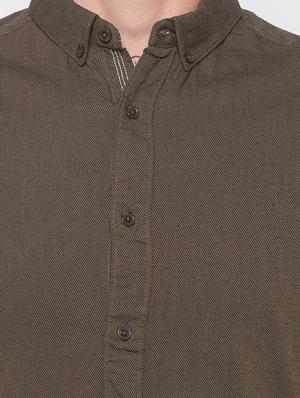 brown solid casual shirt - 16989914 - Standard Image - 5