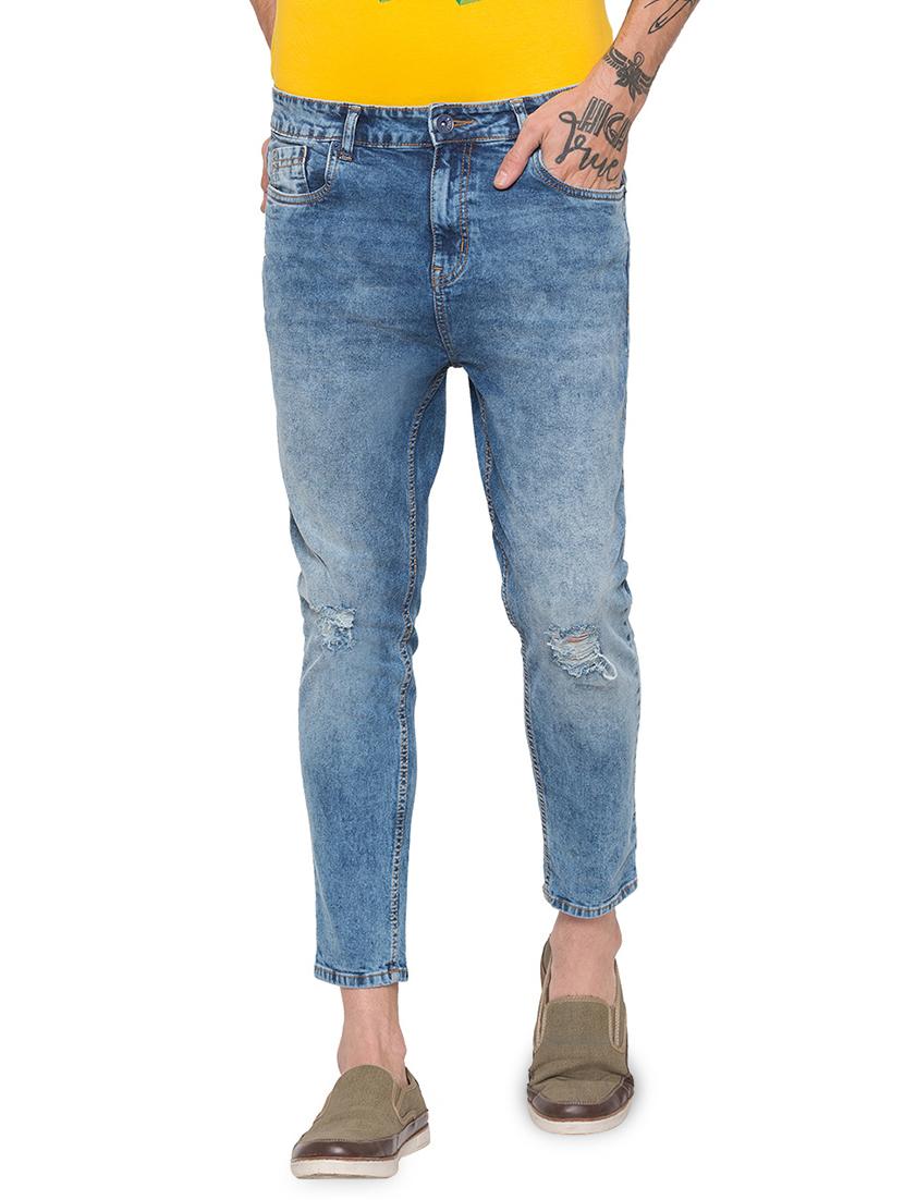 blue stoned washed distressed denim jeans - 16989922 - Zoom Image - 1