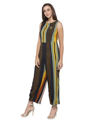 round neck striped jumpsuit - 16989940 - Standard Image - 2
