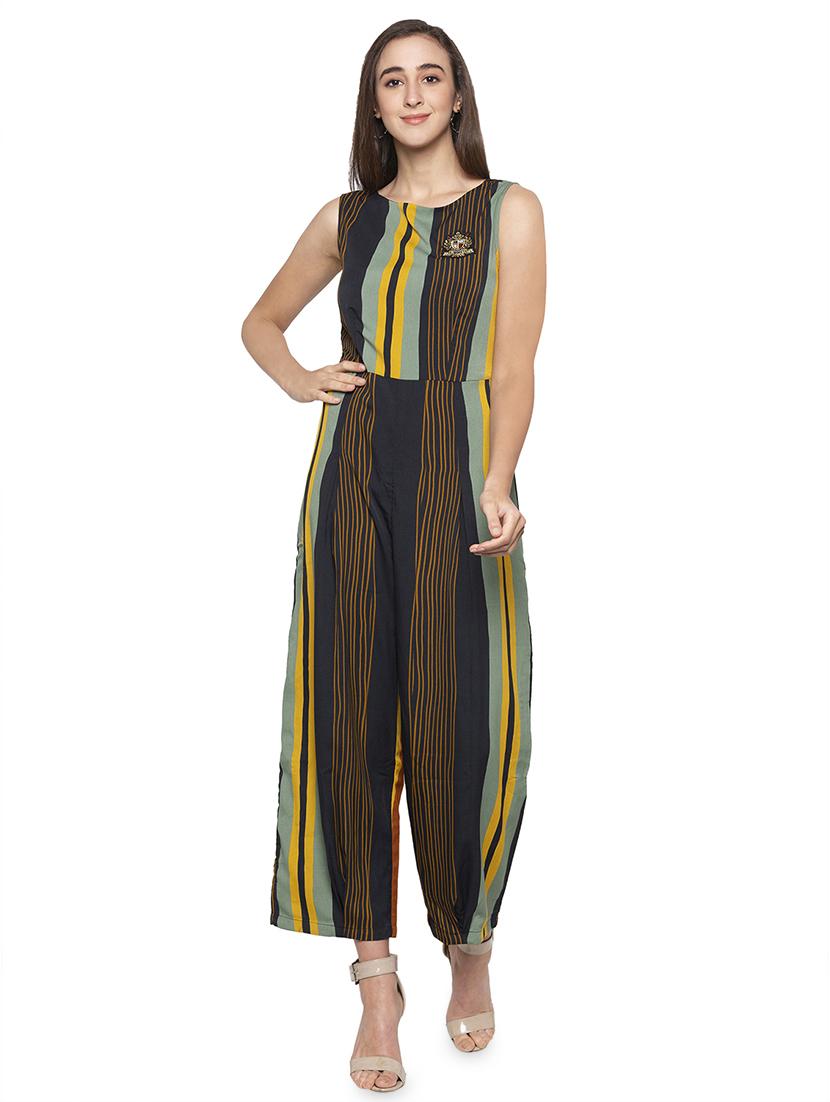round neck striped jumpsuit - 16989940 - Zoom Image - 1