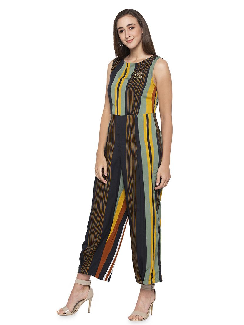 round neck striped jumpsuit - 16989940 - Zoom Image - 2