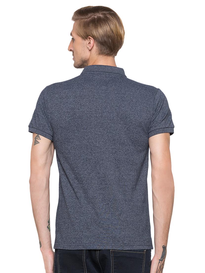 grey solid polo t-shirt - 16990067 - Zoom Image - 3