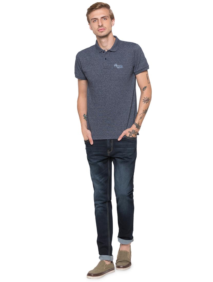 grey solid polo t-shirt - 16990067 - Zoom Image - 4