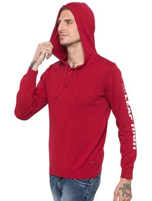 red solid hooded t-shirt - 16990095 - Standard Image - 2