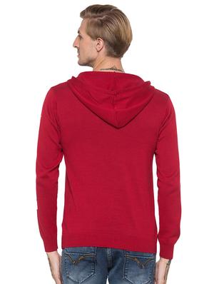 red solid hooded t-shirt - 16990095 - Standard Image - 3