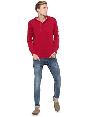red solid hooded t-shirt - 16990095 - Standard Image - 4