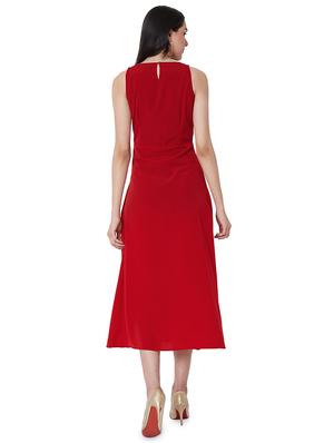 round neck high slit a-line dress - 16990174 - Standard Image - 4