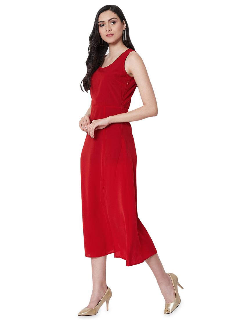 round neck high slit a-line dress - 16990174 - Zoom Image - 3