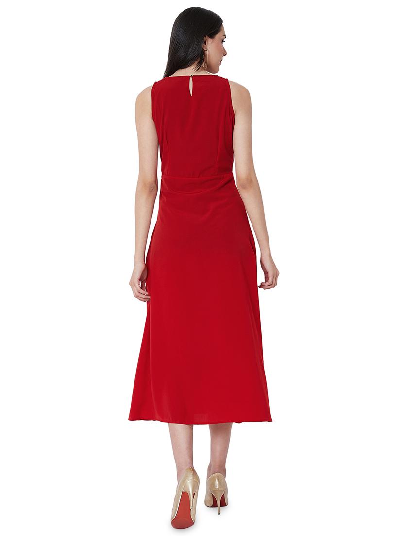round neck high slit a-line dress - 16990174 - Zoom Image - 4