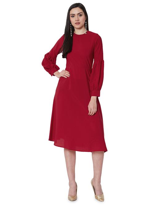 bouffant sleeves flared dress - 16990178 - Standard Image - 1
