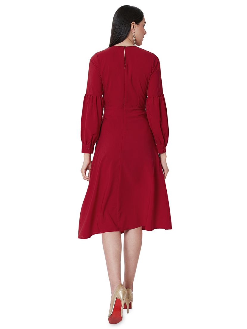 bouffant sleeves flared dress - 16990178 - Zoom Image - 3