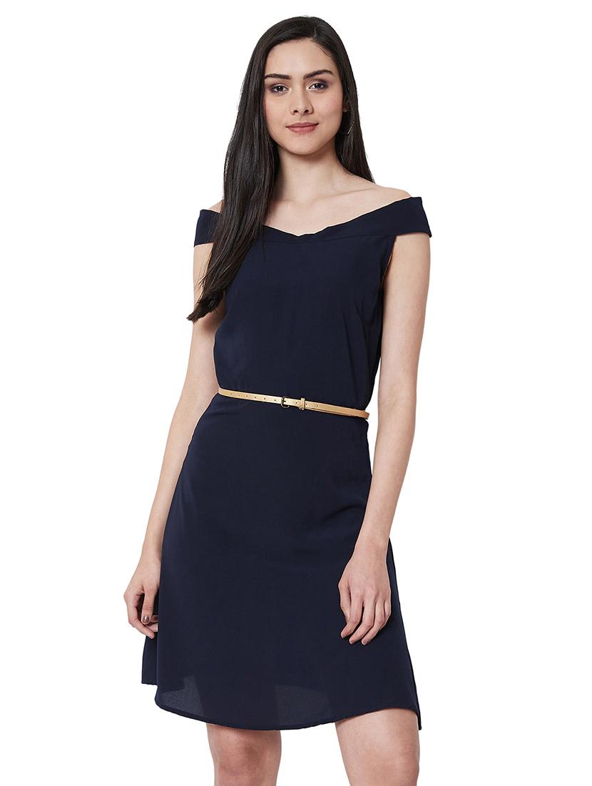 off shoulder belted dress - 16990186 - Zoom Image - 1