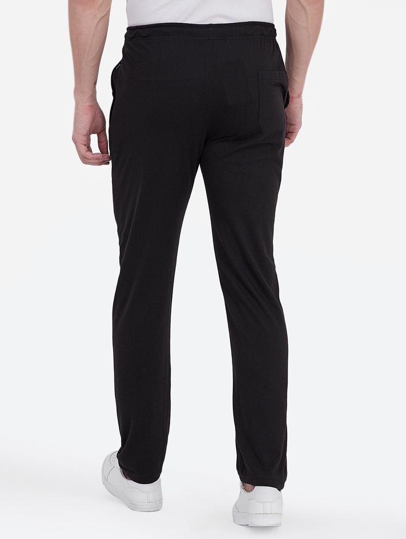black solid full length track pant - 16990467 - Zoom Image - 3
