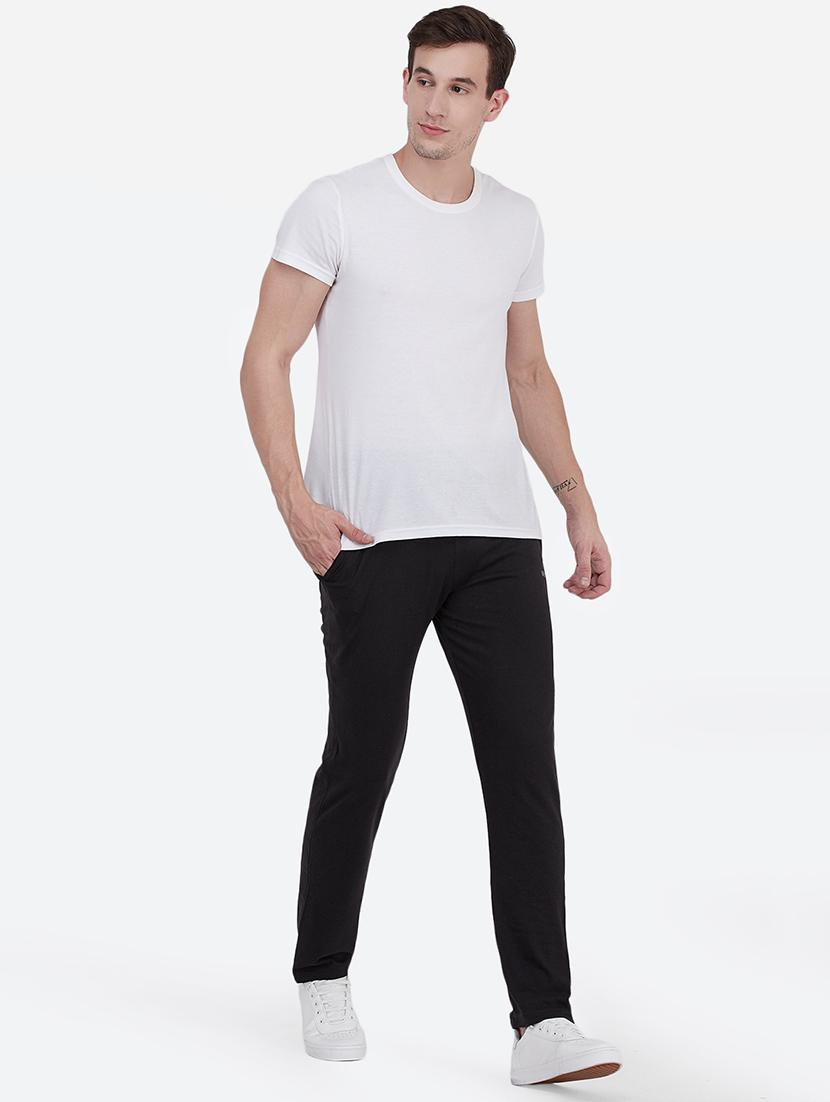 black solid full length track pant - 16990467 - Zoom Image - 4