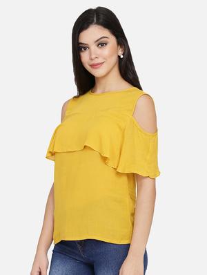 cold shoulder ruffle top - 16990589 - Standard Image - 2