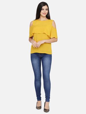 cold shoulder ruffle top - 16990589 - Standard Image - 4