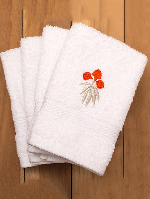 brindavan embroidered white face towels - 16990860 - Standard Image - 1