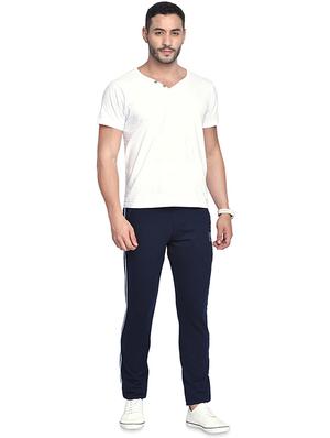 navy blue side striped full length track pant - 16990902 - Standard Image - 4