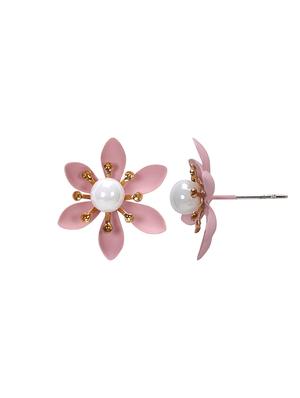 pink metal studs earring - 16990931 - Standard Image - 2