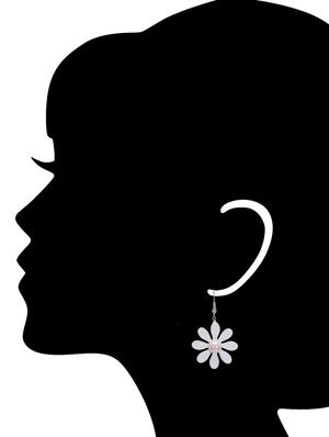 white metal drop earring - 16990938 - Standard Image - 4