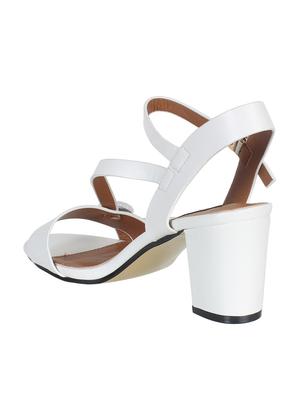 white faux leather ankle strap sandals - 16990969 - Standard Image - 3