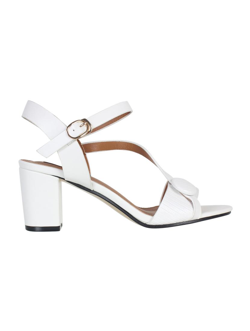 white faux leather ankle strap sandals - 16990969 - Zoom Image - 2