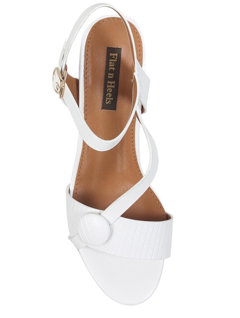 white faux leather ankle strap sandals - 16990969 - Zoom Image - 4
