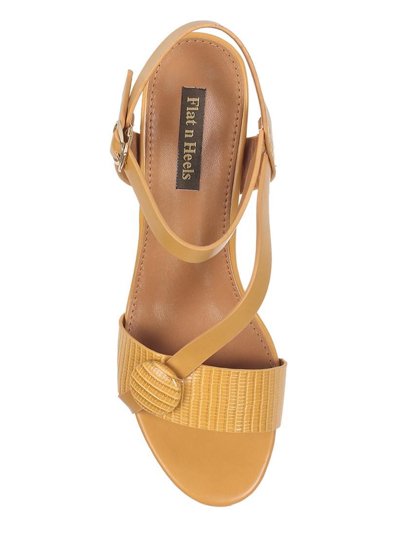 yellow faux leather ankle strap sandals - 16990971 - Zoom Image - 4