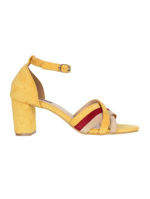 yellow suede ankle strap sandals - 16990985 - Standard Image - 2