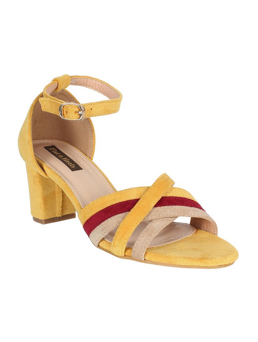 yellow suede ankle strap sandals - 16990985 - Zoom Image - 1